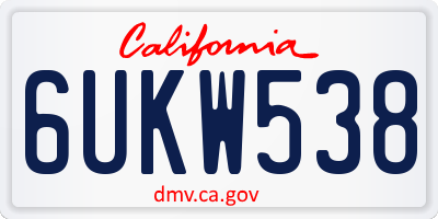 CA license plate 6UKW538