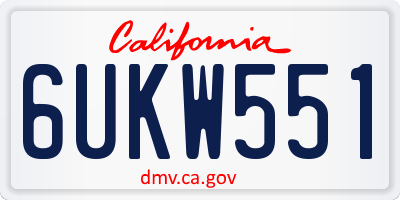 CA license plate 6UKW551