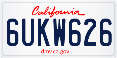 CA license plate 6UKW626