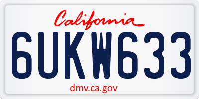 CA license plate 6UKW633