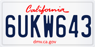 CA license plate 6UKW643