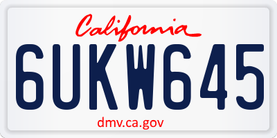CA license plate 6UKW645