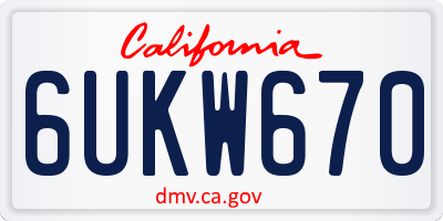 CA license plate 6UKW670