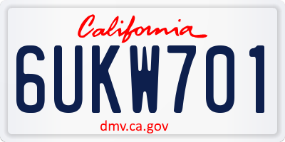 CA license plate 6UKW701