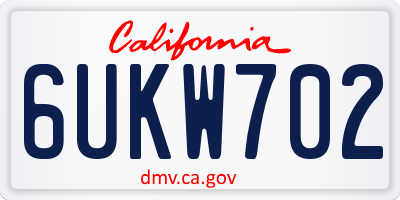 CA license plate 6UKW702
