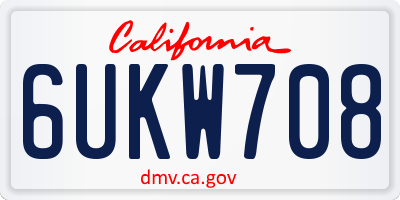 CA license plate 6UKW708