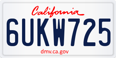 CA license plate 6UKW725
