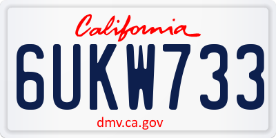 CA license plate 6UKW733