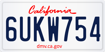 CA license plate 6UKW754
