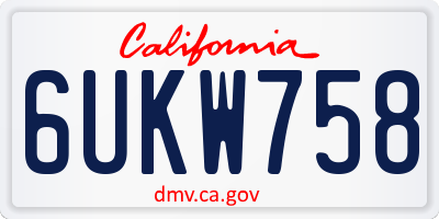 CA license plate 6UKW758