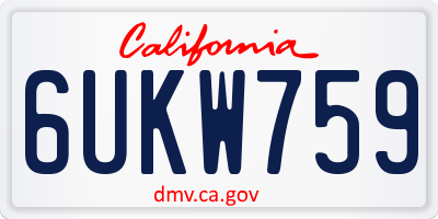 CA license plate 6UKW759