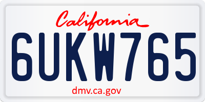 CA license plate 6UKW765