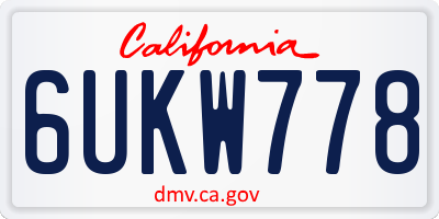 CA license plate 6UKW778