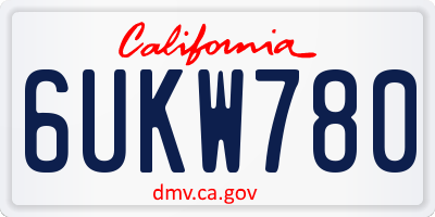 CA license plate 6UKW780