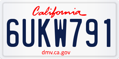 CA license plate 6UKW791