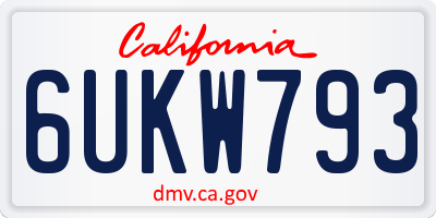 CA license plate 6UKW793