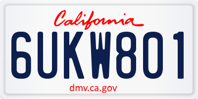 CA license plate 6UKW801