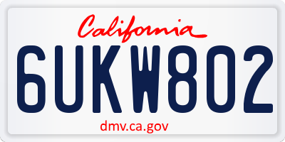 CA license plate 6UKW802