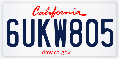 CA license plate 6UKW805