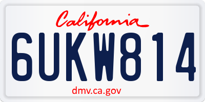 CA license plate 6UKW814