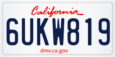CA license plate 6UKW819