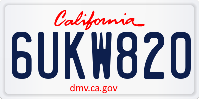 CA license plate 6UKW820