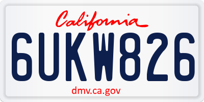 CA license plate 6UKW826