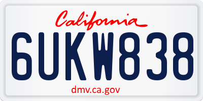 CA license plate 6UKW838