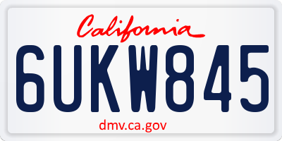 CA license plate 6UKW845