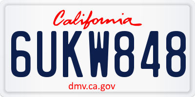 CA license plate 6UKW848