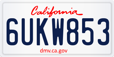 CA license plate 6UKW853