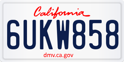 CA license plate 6UKW858