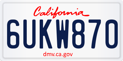 CA license plate 6UKW870