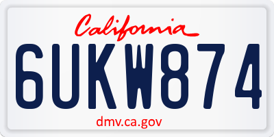 CA license plate 6UKW874