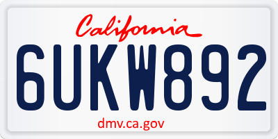 CA license plate 6UKW892