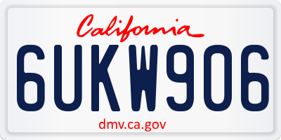 CA license plate 6UKW906