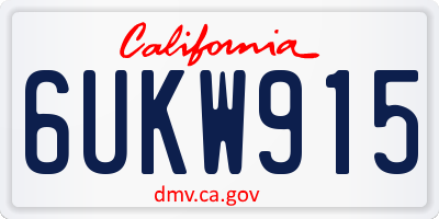 CA license plate 6UKW915