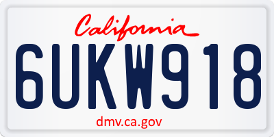 CA license plate 6UKW918