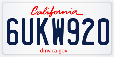 CA license plate 6UKW920