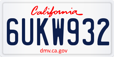 CA license plate 6UKW932