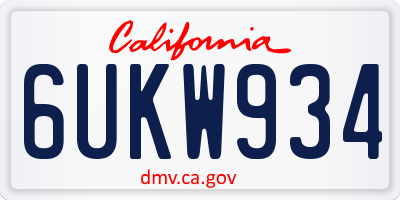 CA license plate 6UKW934