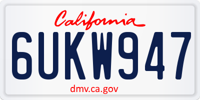 CA license plate 6UKW947