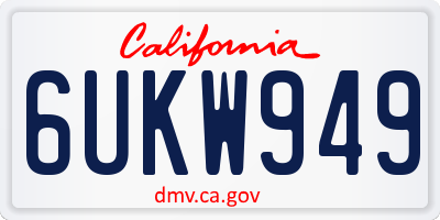 CA license plate 6UKW949
