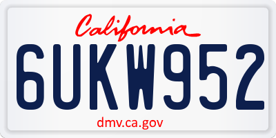 CA license plate 6UKW952