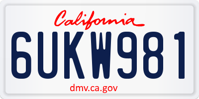 CA license plate 6UKW981