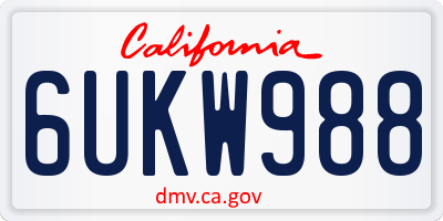 CA license plate 6UKW988