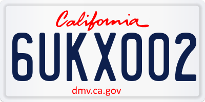 CA license plate 6UKX002