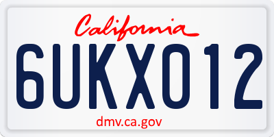 CA license plate 6UKX012