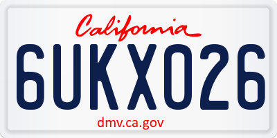 CA license plate 6UKX026