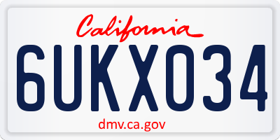 CA license plate 6UKX034